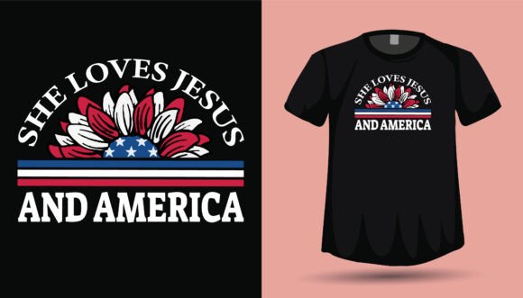 4th July Girls USA Christian T-Shirt Graphics