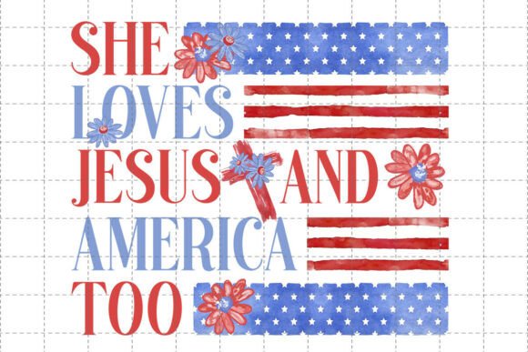 American Flag PNG + Jesus 4th of July Graphics for T-Shirt Designs