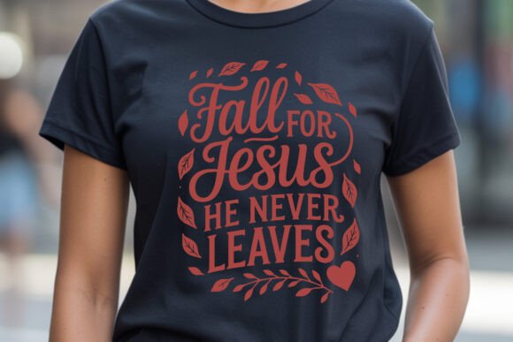 Fall for Jesus Never Leaves SVG PNG Graphics