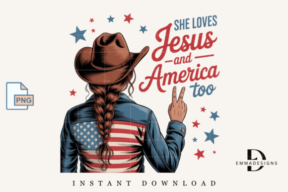 She Loves Jesus America Too PNG Graphics